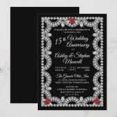 Ruby en Diamond 15de bruiloft Jubileum Party Kaart (Voorkant / Achterkant)