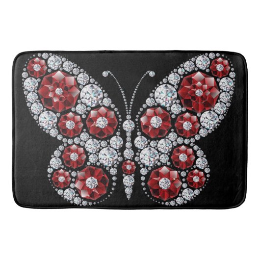 Ruby en Emerald Rhinestone Butterfly Badmat (Voorkant)