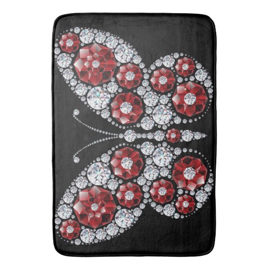 Ruby en Emerald Rhinestone Butterfly Badmat (Voorkant Verticaal)