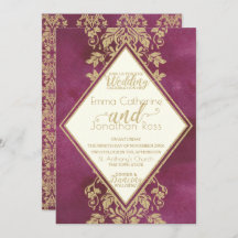 Ruby en Gold Damask bruiloft