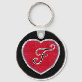 Ruby en Onyx Heart Monogrammed Sleutelhanger (Voorkant)