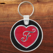 Ruby en Onyx Heart Monogrammed Sleutelhanger (Voorkant)