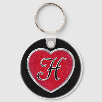 Ruby en Onyx Heart Monogrammed Sleutelhanger