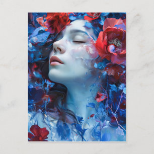 Ruby en Periwinkle Fantasy Vrouw Briefkaart