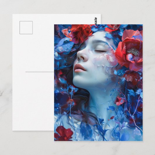 Ruby en Periwinkle Fantasy Vrouw Briefkaart (Voorkant / Achterkant)