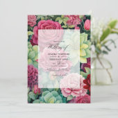 Ruby en Sage Bloemen Winter Bruiloft Kaart (Staand voorkant)