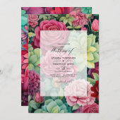 Ruby en Sage Bloemen Winter Bruiloft Kaart (Voorkant / Achterkant)