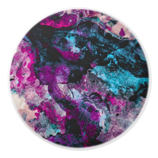 Ruby en Sapphire Crystal Geode Abstract Keramische Knop (Voorkant)