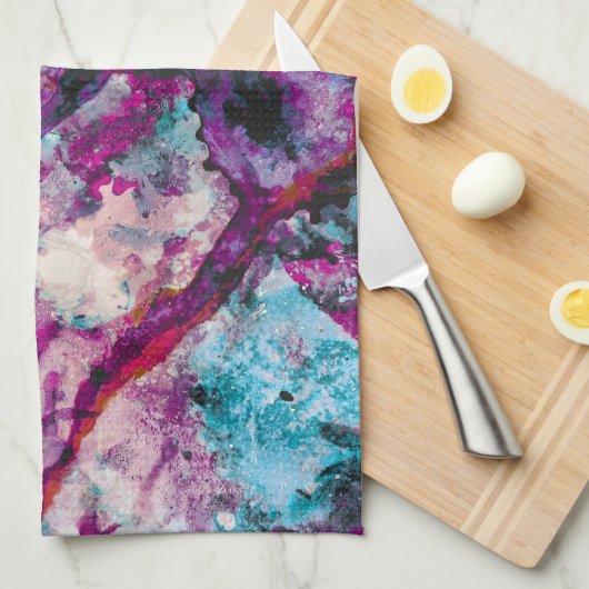 Ruby en Sapphire Crystal Geode Abstract Theedoek (Quarter Fold)