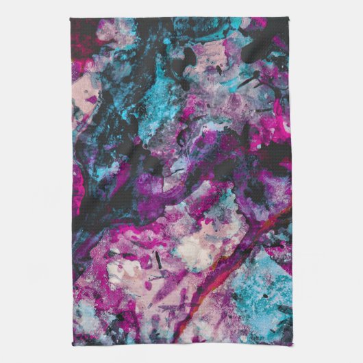 Ruby en Sapphire Crystal Geode Abstract Theedoek (Verticaal)