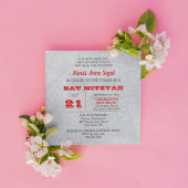 Ruby en Silver Glitter Glam Bat Mitswa Kaart