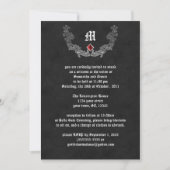 Ruby en Silver Monogram Gothic Invitation Kaart (Voorkant)
