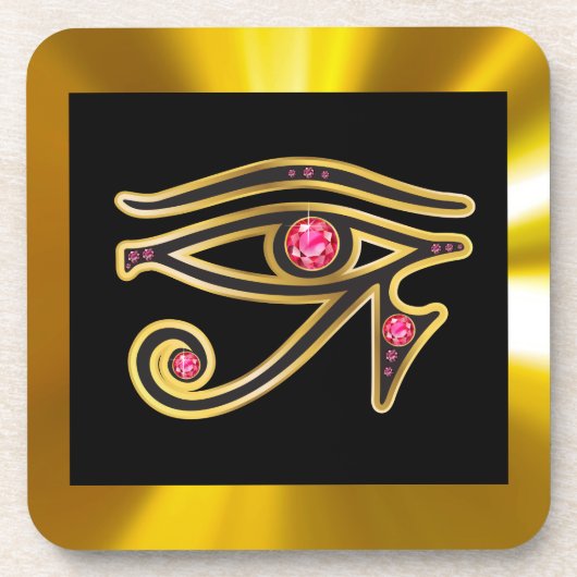 Ruby Eye of Ra in Gold Cork Onderzetter (Voorkant)