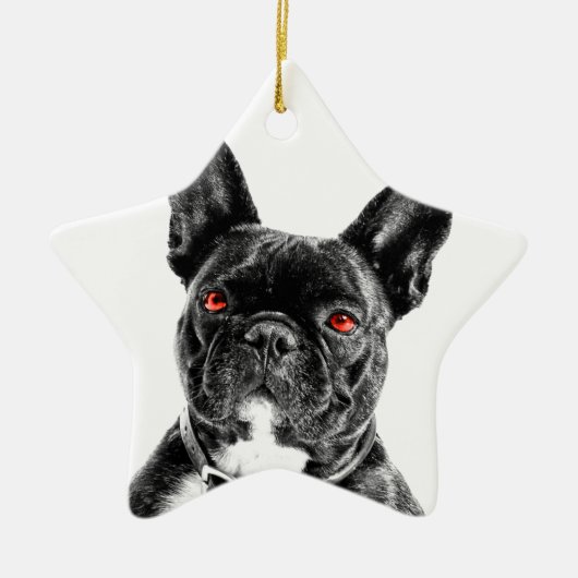 Ruby Eye'd Bulldog Keramisch Ornament (Voorkant)