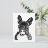 Ruby Eyed French Bulldog Portrait Briefkaart (Staand voorkant)