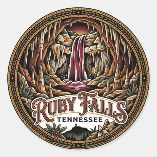Ruby Falls Tennessee Ronde Sticker (Voorkant)