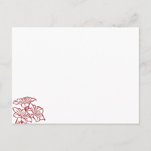 Ruby Floral Outlines Save The Date Briefkaart (Achterkant)