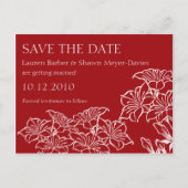 Ruby Floral Outlines Save The Date Briefkaart (Voorkant)