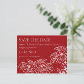 Ruby Floral Outlines Save The Date Briefkaart (Staand voorkant)