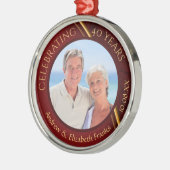 Ruby Foto van het 40ste Jubileum van het huwelijk Metalen Ornament (Links)