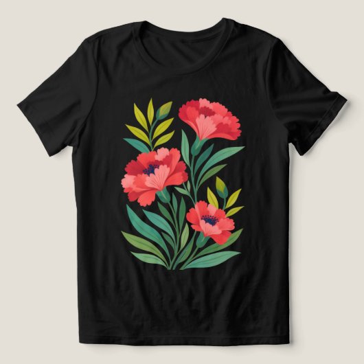 Ruby Garden Dames T‑Shirt met Abstract Bloemenmoti Tri-Blend Shirt (Design voorkant)