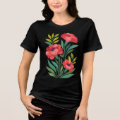 Ruby Garden Dames T‑Shirt met Abstract Bloemenmoti Tri-Blend Shirt (Voorkant)