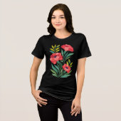 Ruby Garden Dames T‑Shirt met Abstract Bloemenmoti Tri-Blend Shirt (Voorkant volledig)