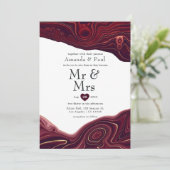 Ruby Garnet en Gold Strata Agate Mr & Mrs Wedding Kaart (Staand voorkant)