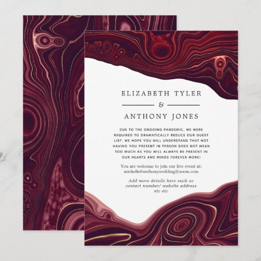 Ruby Garnet en Goud Agate Gereduceerde Uitnodiging (Voorkant / Achterkant)