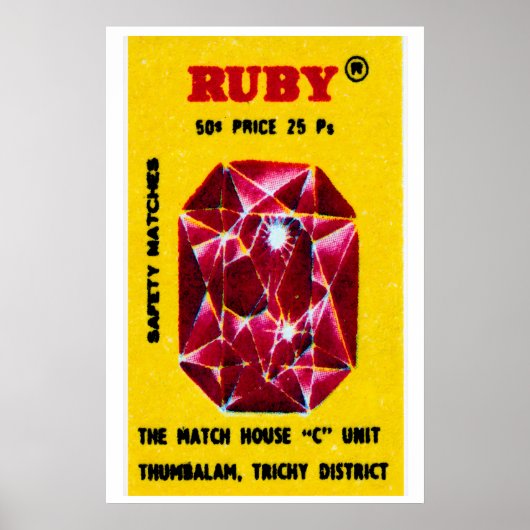 Ruby Gem - Matchbox Print - Esthetische Muur Kunst (Voorkant)