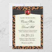 Ruby Gemstone Black Ribbon Leopard Print Weddensch Kaart (Voorkant)