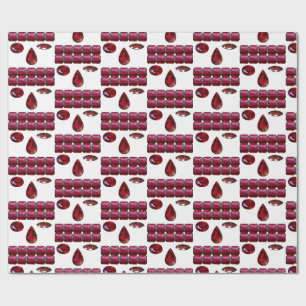 Ruby Gemstone Face Pattern Red Wrapping paper Cadeaupapier