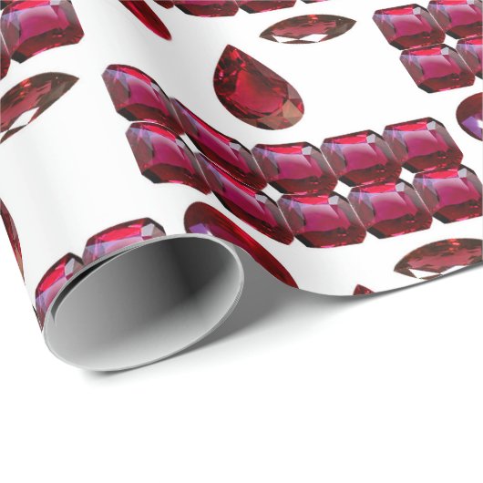 Ruby Gemstone Face Pattern Red Wrapping paper Cadeaupapier (Rol Hoek)