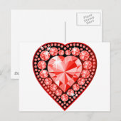 Ruby Gemstone Heart Briefkaart (Voorkant / Achterkant)