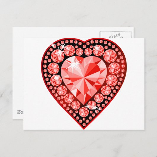 Ruby Gemstone Heart Briefkaart (Voorkant / Achterkant)