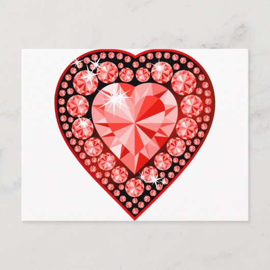 Ruby Gemstone Heart Briefkaart (Voorkant)