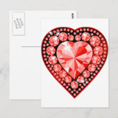 Ruby Gemstone Heart Briefkaart (Voorkant / Achterkant)
