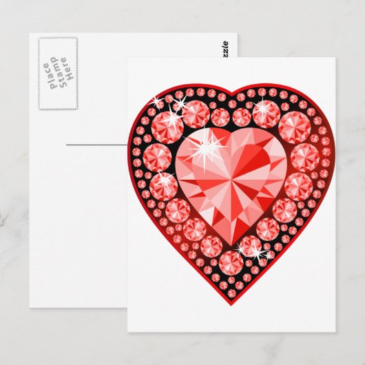 Ruby Gemstone Heart Briefkaart (Voorkant / Achterkant)