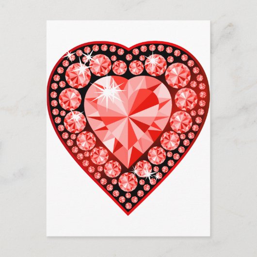 Ruby Gemstone Heart Briefkaart (Voorkant)