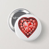 Ruby Gemstone Heart Ronde Button 5,7 Cm (Voorkant /achterkant)