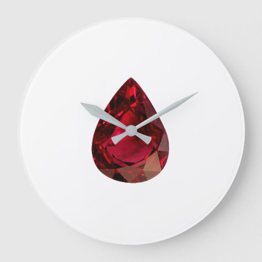 Ruby Gemstone July Birthstone Red Large Clock Grote Klok (Voorkant)