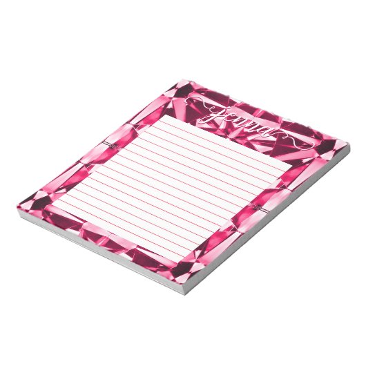 Ruby Gemstone Lined gepersonaliseerd Notitieblok (Linkerzijde)