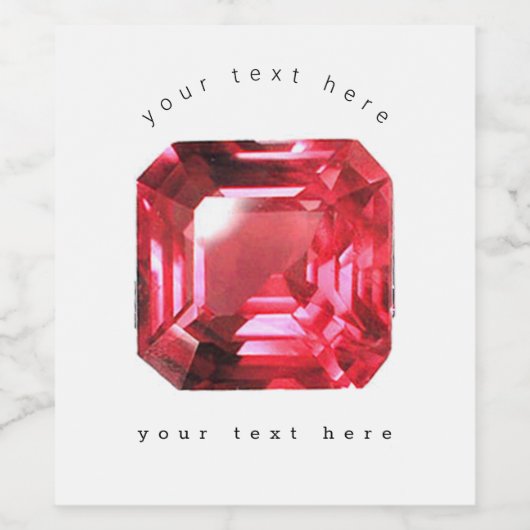 Ruby Gemstone Pink Wijn Etiket (Enkel label)