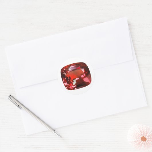 Ruby Gemstone Red Ronde Sticker (Envelop)