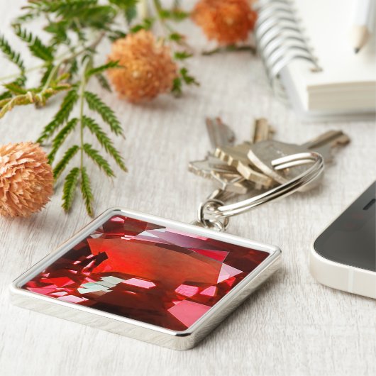 Ruby Gemstone Red Sleutelhanger (Zijkant)