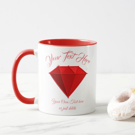Ruby Gemstone. Sieraden. 40 Bruiloft Jubileum Mok (Met donut)