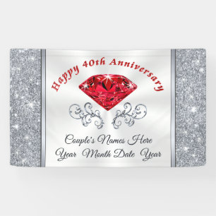 Ruby Gepersonaliseerde Happy 40th Jubileum Banner