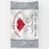 Ruby Gepersonaliseerde Happy 40th Jubileum Banner (Verticaal)