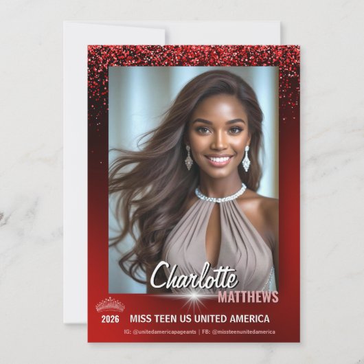 Ruby Glimmer Pageant Promo Card | QR Code Kaart (Voorkant)