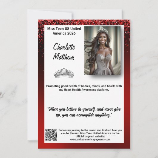 Ruby Glimmer Pageant Promo Kaart | QR Code (Achterkant)